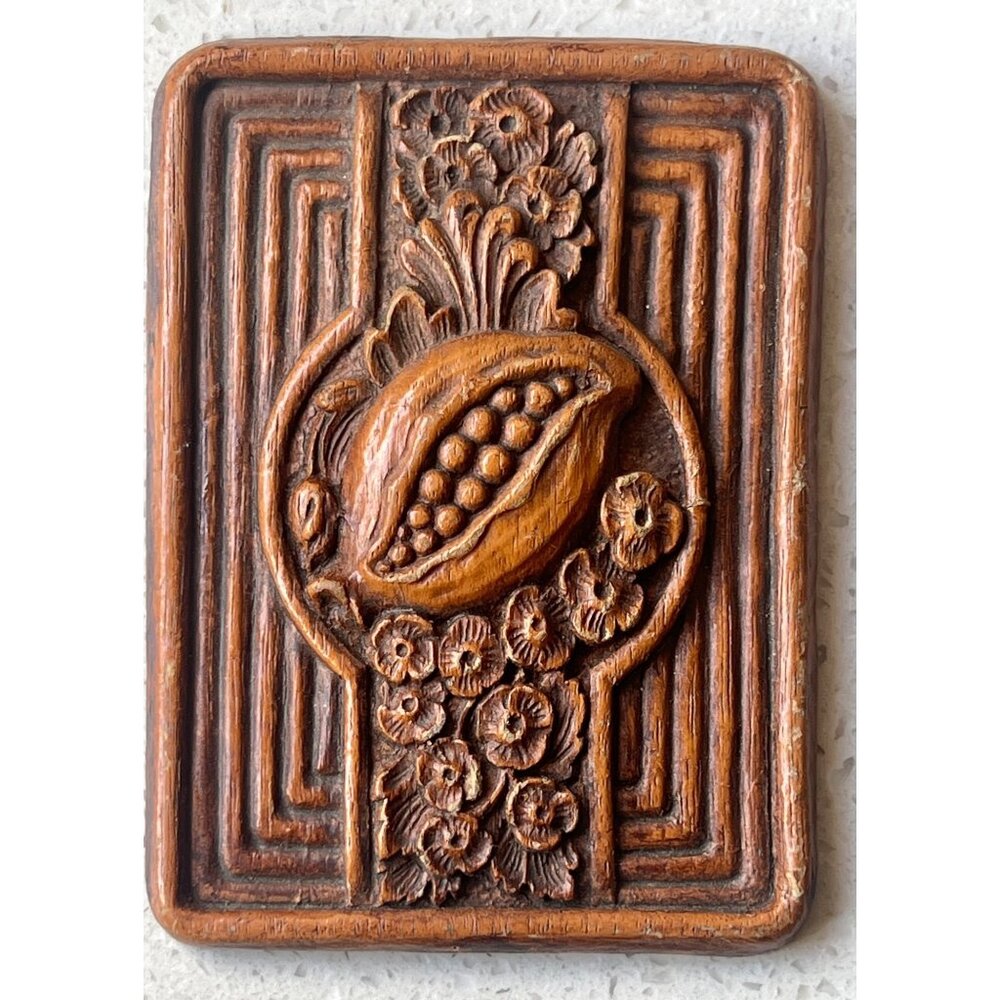 Pomegranate Resin Tile With Intricate Floral Relief  2 7/8" x 4" x .75"